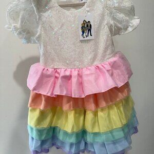 NWT Girls Satin Rainbow Dress